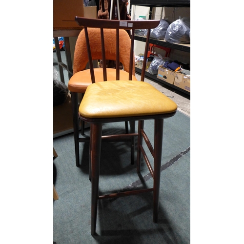 3242 - Two stools, fabric and leather effect - mixed styles (One Damaged/ Split Leg)