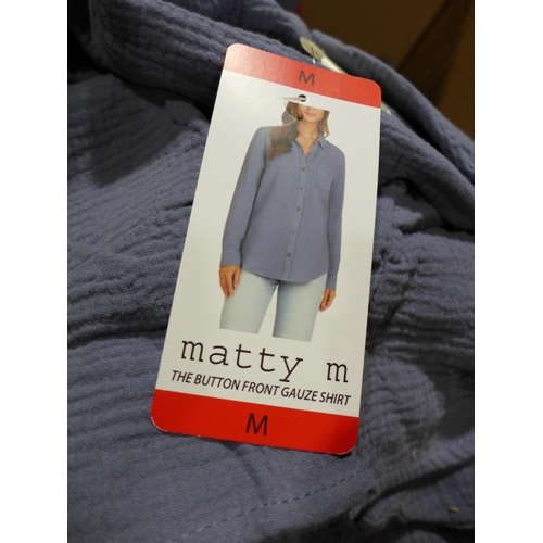 3264 - Box of women's blue Matty M. casual shirts - mixed size * this lot is subject to VAT