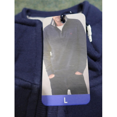 3266 - Bag of men's navy Crew Clothing ½ zip pull-over jumpers, mixed size * this lot is subject to VAT