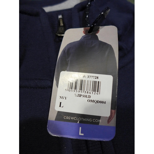 3266 - Bag of men's navy Crew Clothing ½ zip pull-over jumpers, mixed size * this lot is subject to VAT