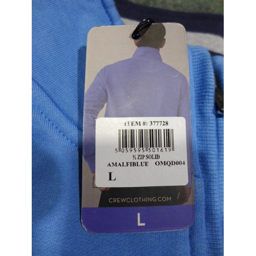 3267 - Box of men's Amalfi blue Crew Clothing ½ zip pull-over jumpers, mixed size * this lot is subject to ... 