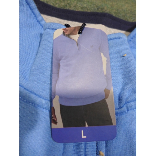 3268 - Box of men's Amalfi blue Crew Clothing ½ zip pull-over jumpers, mixed size * this lot is subject to ... 