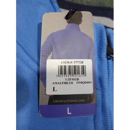 3268 - Box of men's Amalfi blue Crew Clothing ½ zip pull-over jumpers, mixed size * this lot is subject to ... 