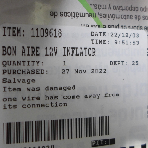 3299 - Bon Aire 12V Inflator  - model no TC12CUK    (282-113)  * This lot is subject to vat