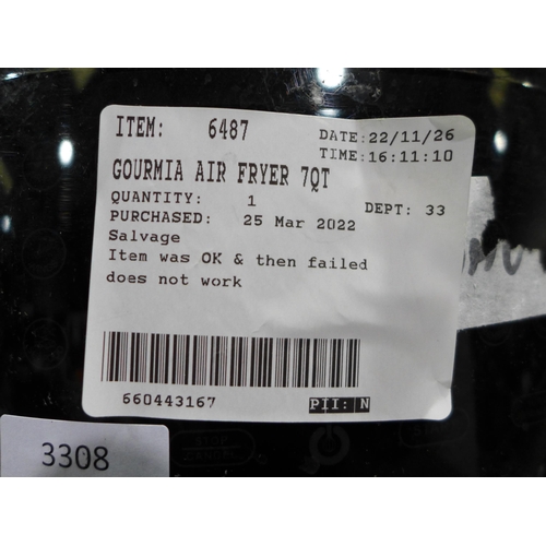 3308 - Gourmia Air Fryer 7Qt    (282-70)  * This lot is subject to vat