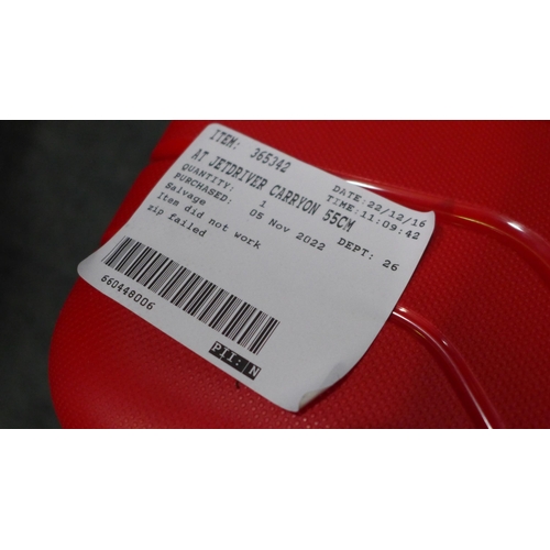 3366 - At Jetdriver Red Carryon 55cm 4 wheel spinner hardside case(282-523)  * This lot is subject to vat