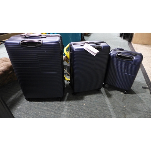 3379 - Rock Pacific 3 Piece blue Luggage Set , Original RRP £141.66 + vat (282-100)  * This lot is subject ... 