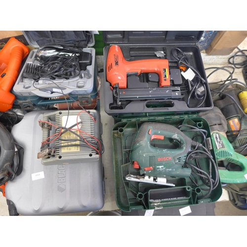 2007 - Job lot of power tools, Nickey Clarke trimmer, drill and battery charger, Bosch jigsaw - failed elec... 