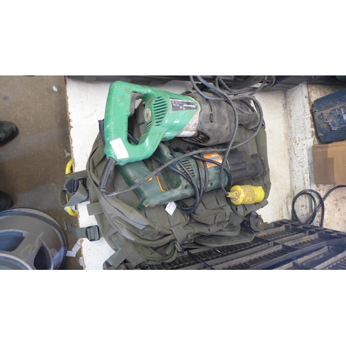 2009 - Pro User 750w/240v and 110v/1000w Hitachi reciprocating saws plus Kombat Military assault backpack