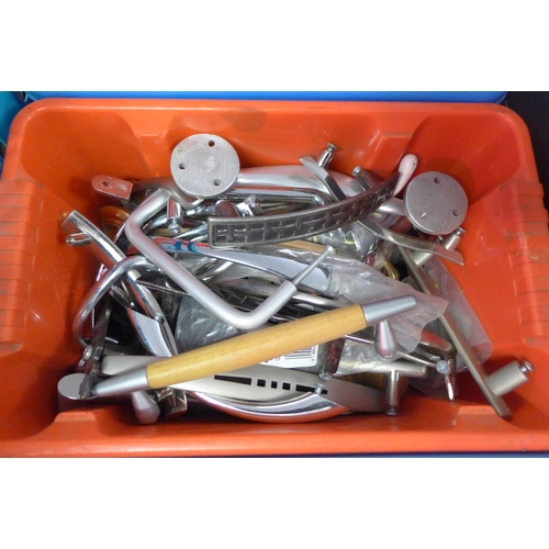 2039 - 4 Small tubs with approx 100+ assorted hand tools and DIY consumables