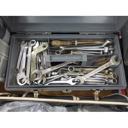 2078 - 2 45cm tool boxes and tool carrier of mixed consumables