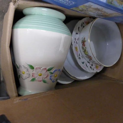 2118 - Job lot of Bric-a-brac, cups, crockery, jars, vases, statues, etc.