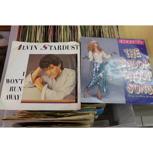 2291 - 3 Boxes of singles, rock and pop, approx. 100 in total