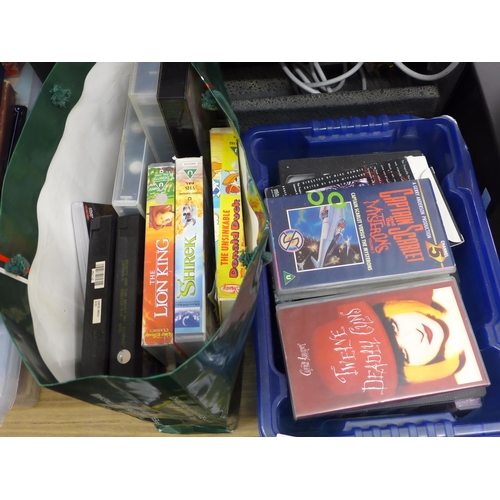 2304 - Box & bag of original VHS videos mostly children's films