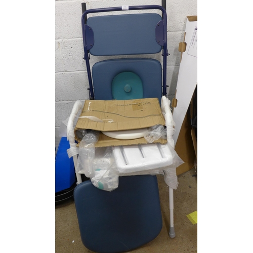 2368 - Job lot of disability aids: folding shower seat, bath tray, etc.