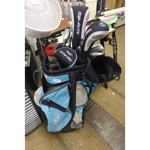 2409 - Top-Flight golf bag with qty of left handed clubs and combination locking briefcase