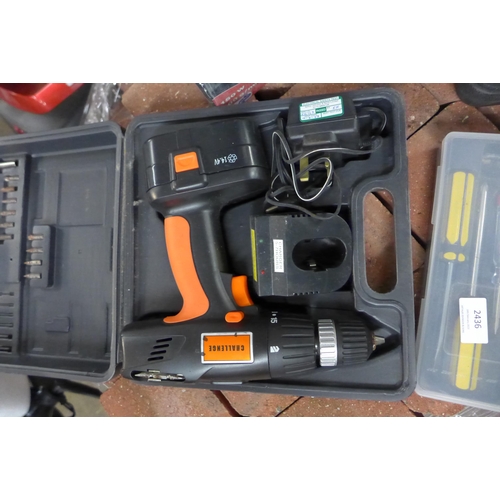 2436 - 2 Challenge cordless drills and mini tool kit