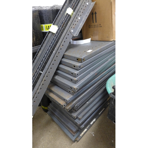 2478 - Quantity of Dexion type steel racking, 26 x 90cm shelves and dividers with many uprights including  ... 