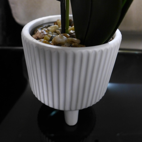 1368 - An ornamental white orchid in a ceramic pot - H42cms (67690306)