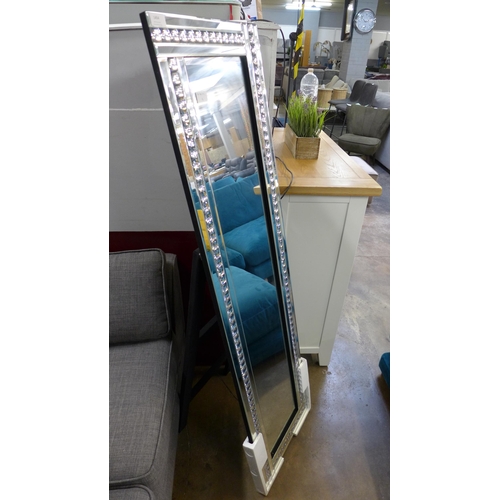 1454 - A bevelled edge cheval mirror with decorative acrylic crystals, H 150 x 40 (PO918CHV42)   #