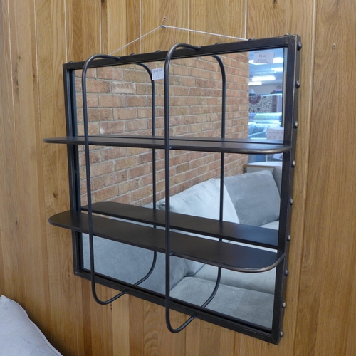 1566 - An industrial mirror with a shelf