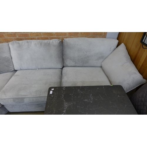 1567 - A volcanic ash velvet curved corner sofa