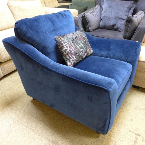 1581 - A deep ocean blue velvet armchair