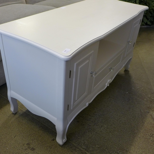 1664 - A white two drawer, two door media unit