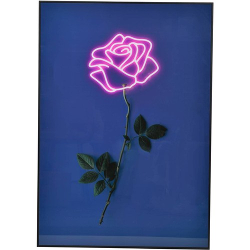 1384 - A Neon Look rose stem glass wall art panel, 70 x 100cms (70430390)   #