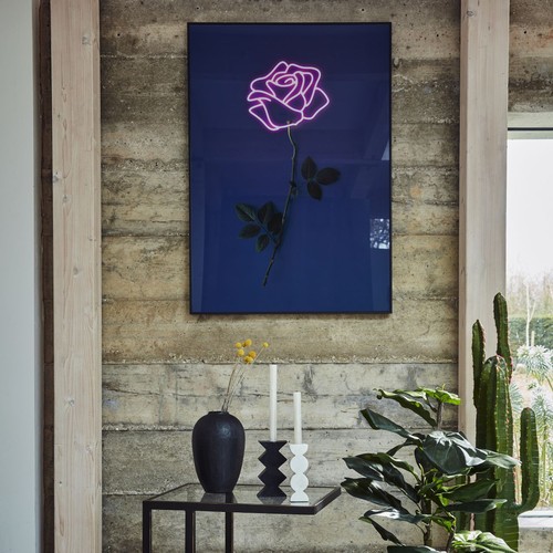 1384 - A Neon Look rose stem glass wall art panel, 70 x 100cms (70430390)   #