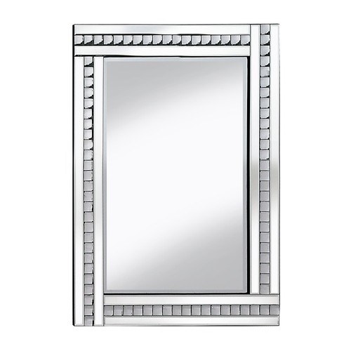 1423 - A freestanding mirror with bevelled edge glass and border filled with glass crystals, 180 x 70cms (G... 