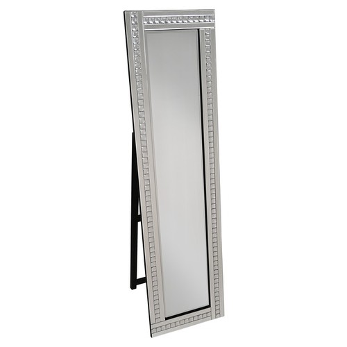 1454 - A bevelled edge cheval mirror with decorative acrylic crystals, H 150 x 40 (PO918CHV42)   #