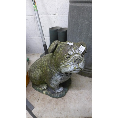 2492 - Stone Bull dog garden figure