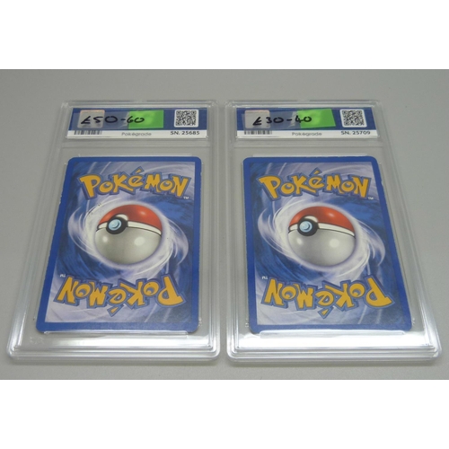 879 - Two Graded PG Graded Pokemon cards; 2000 Rocket Dark Blastoise and 2000 Rocket Dark Alakazam Holo