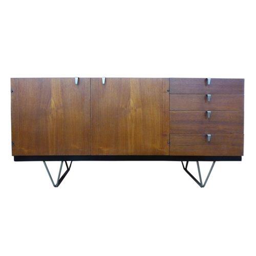 1 - A Stag S-Range teak sideboard, on chrome hairpin legs, by John & Sylvia Reid, retailed by Heals of L... 