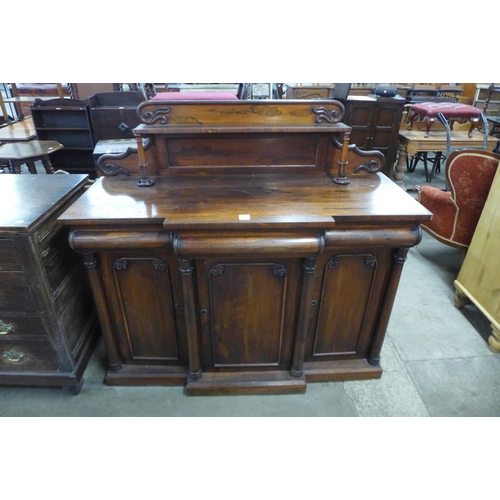 117 - A William IV rosewood breakfront three door sideboard