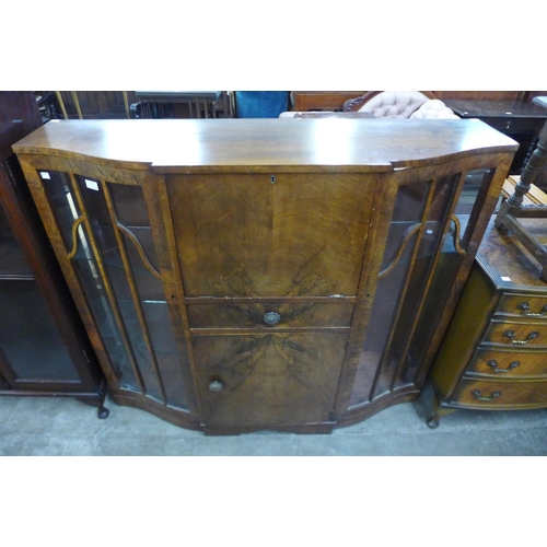 126 - A walnut side by side display cabinet