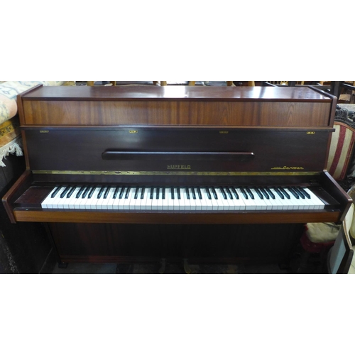 258 - An East German Hupfeld Mndell Carmen teak upright overstrung piano