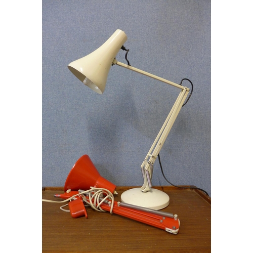 386 - A cream metal anglepoise desk lamp and one other