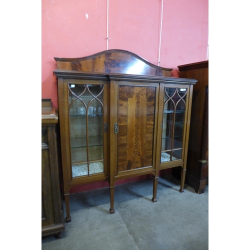 95 - An Edward VII inlaid mahogany three door breakfront side cabinet