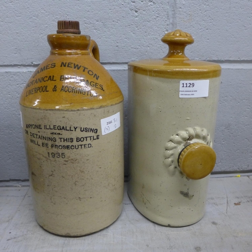 1129 - A stoneware bottle, James Newton, Botanical Beverages, Liverpool & Accrington, 1935 and a stoneware ... 