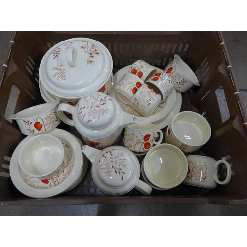 1161 - J & G Meakin Cornfield Poppy pattern 1970s Trend range tea and dinnerwares including tea and coffee ... 