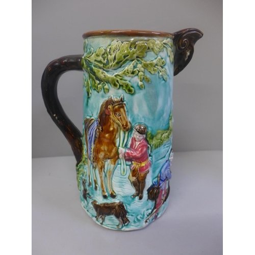 616 - A majolica harvest jug, 25.5cm