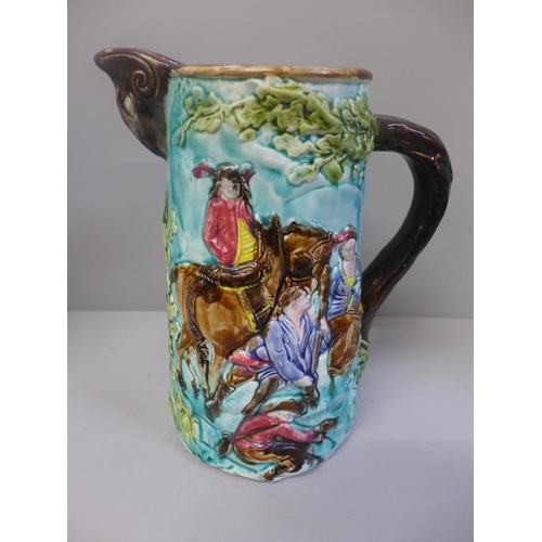 616 - A majolica harvest jug, 25.5cm