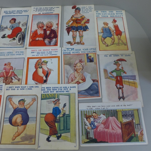 624 - A collection of comical seaside postcards, circa. 1920's - 1930's, (10)