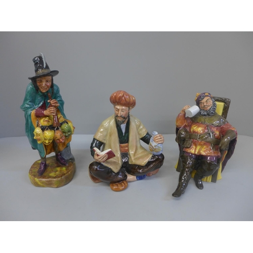 626 - Three Royal Doulton figures, The Mask Seller, Omar Khayyam and The Foaming Quart