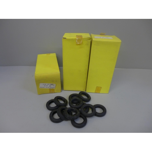 640 - Three boxes of Dinky Toys tyres