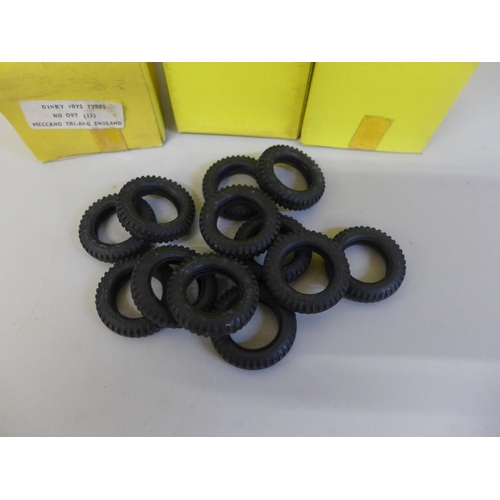 640 - Three boxes of Dinky Toys tyres