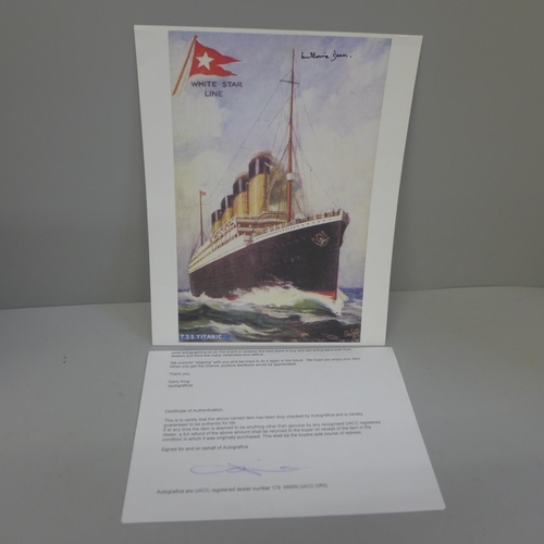 710 - A picture of RMS Titanic, signed by survivor Millvina Dean