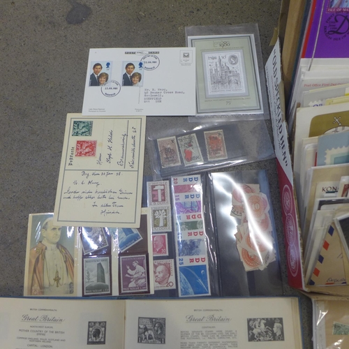 749 - Stamps:- box of stamp albums, covers, etc.